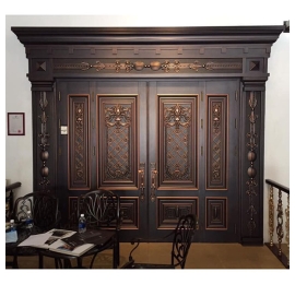 Cửa đi thép vân gỗ 4 cánh cao cấp sơn roman đồng Đắk Nông