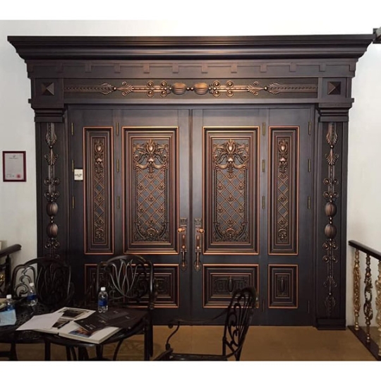 Cửa đi thép vân gỗ 4 cánh cao cấp sơn roman đồng Đắk Nông