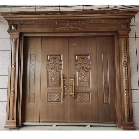 Mẫu cửa đi thép vân gỗ 4 cánh cao cấp sơn roman đồng Đắk Lắk